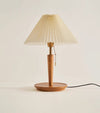 Vintage solid wood pleated table lamp