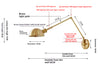 Industrial style vintage brass walnut long arm telescopic with switch bedroom bedside wall lamp