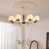 French solid wood fabric chandelier