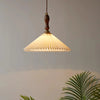 Vintage Pleated Chandelier Walnut