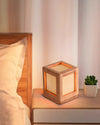 Square solid wood bedside table lamp