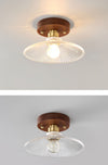 Medieval style walnut glass ceiling lamp