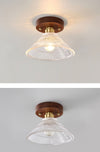 Medieval style walnut glass ceiling lamp