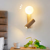 Nordic solid wood bedroom wall lamp