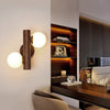 Solid wood double head bedroom wall lamp