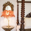 All copper ostrich feather table lamp