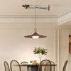 Walnut wood grain ceiling lamp with movable swing arm