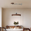 Walnut wood grain ceiling lamp with movable swing arm