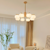 Solid wood cream style cotton chandelier