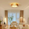 Japanese style solid wood round ceiling lamp