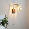 Vintage pull cord glass wall lamp