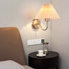 Pleated fabric bedroom bedside wall lamp