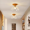 American retro solid wood glass corridor ceiling lamp