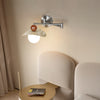 Cream style movable bedside wall lamp