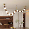 Medieval style long strip solid wood ball chandelier