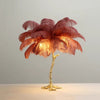 All copper ostrich feather table lamp