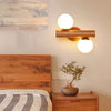 Solid wood double head bedroom wall lamp