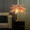 All copper ostrich feather table lamp