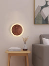 Walnut Round Bedroom Bedside Wall Lamp