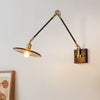Medieval Wabi-sabi style brass retro glass bedroom bedside adjustable dining room living room decorative wall lamp