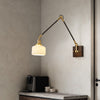 Medieval Wabi-sabi style brass retro glass bedroom bedside adjustable dining room living room decorative wall lamp