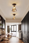 Walnut grain glass corridor ceiling lamp