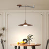 Walnut wood grain ceiling lamp with movable swing arm