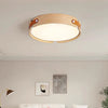 Japanese style solid wood round bedroom ceiling lamp