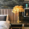 All copper ostrich feather table lamp