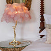 All copper ostrich feather table lamp