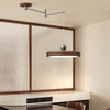 Walnut wood grain ceiling lamp with movable swing arm