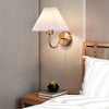 Pleated fabric bedroom bedside wall lamp