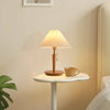 Vintage solid wood pleated table lamp