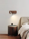 Solid wood rotatable bedroom bedside wall lamp