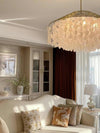 French style living room shell chandelier