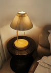 Retro pleated solid wood table lamp