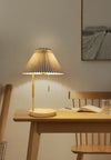 Retro pleated solid wood table lamp