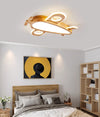 Solid wood aircraft ceiling lamp