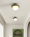 Creative round ball straw hat ceiling lamp