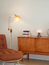 French vintage walnut floor lamp