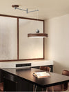 Walnut wood grain ceiling lamp with movable swing arm