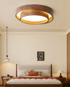 Japanese walnut color double-layer ceiling lamp