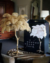 All copper ostrich feather table lamp