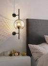 Retro bedside glass long pole wall lamp