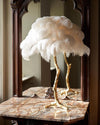 All copper ostrich feather table lamp