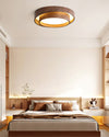 Japanese walnut color double-layer ceiling lamp