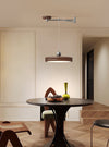 Walnut wood grain ceiling lamp with movable swing arm