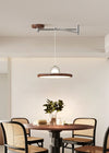 Walnut wood grain ceiling lamp with movable swing arm