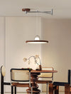 Walnut wood grain ceiling lamp with movable swing arm