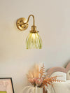 Medieval style bedroom bedside glass flower wall lamp